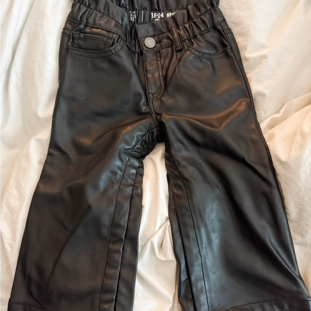 GAP Kids Black Faux Leather Flare Pants